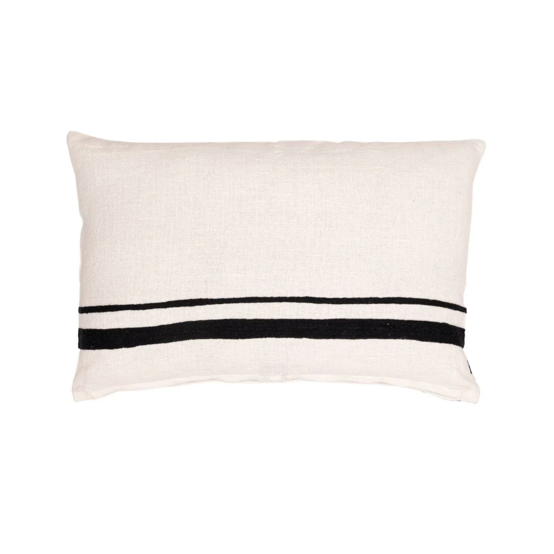 Arias Linen Cushion Cover | White/Black 40x60cm