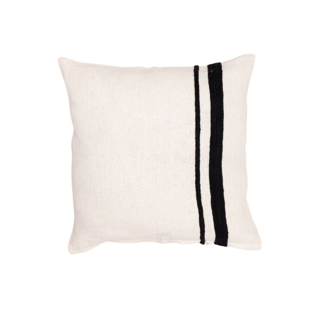 Arias Linen Cushion Cover | White/Black 45x45cm