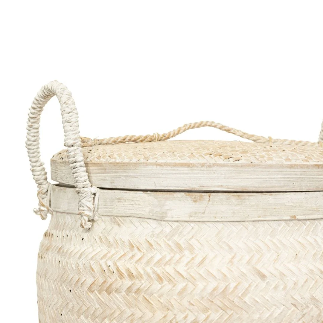 Bamboo Basket | Whitewashed 30x60cm - Image 2