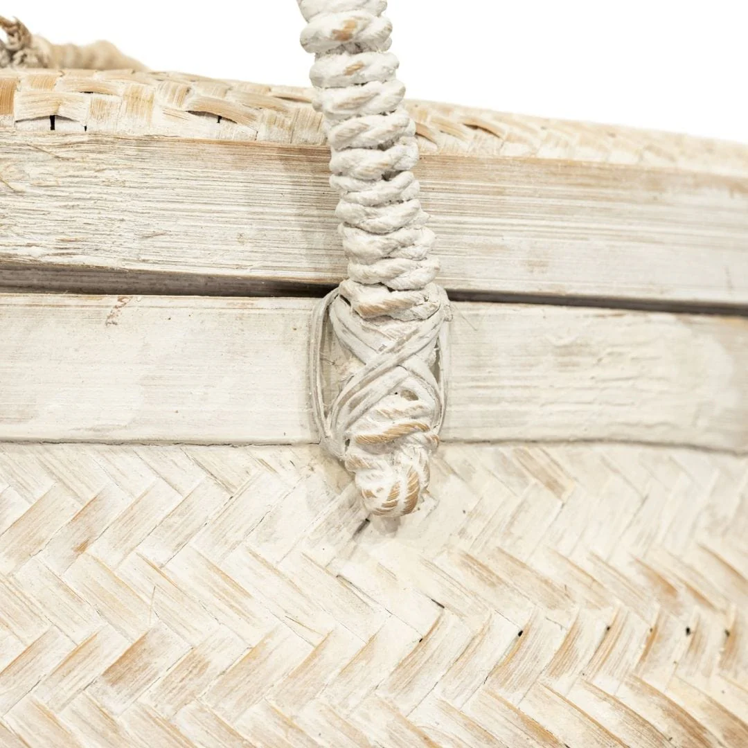 Bamboo Basket | Whitewashed 30x60cm - Image 4