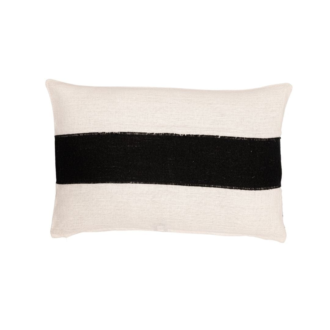 Bodrum Linen Cushion Cover | White/Black 40x60cm