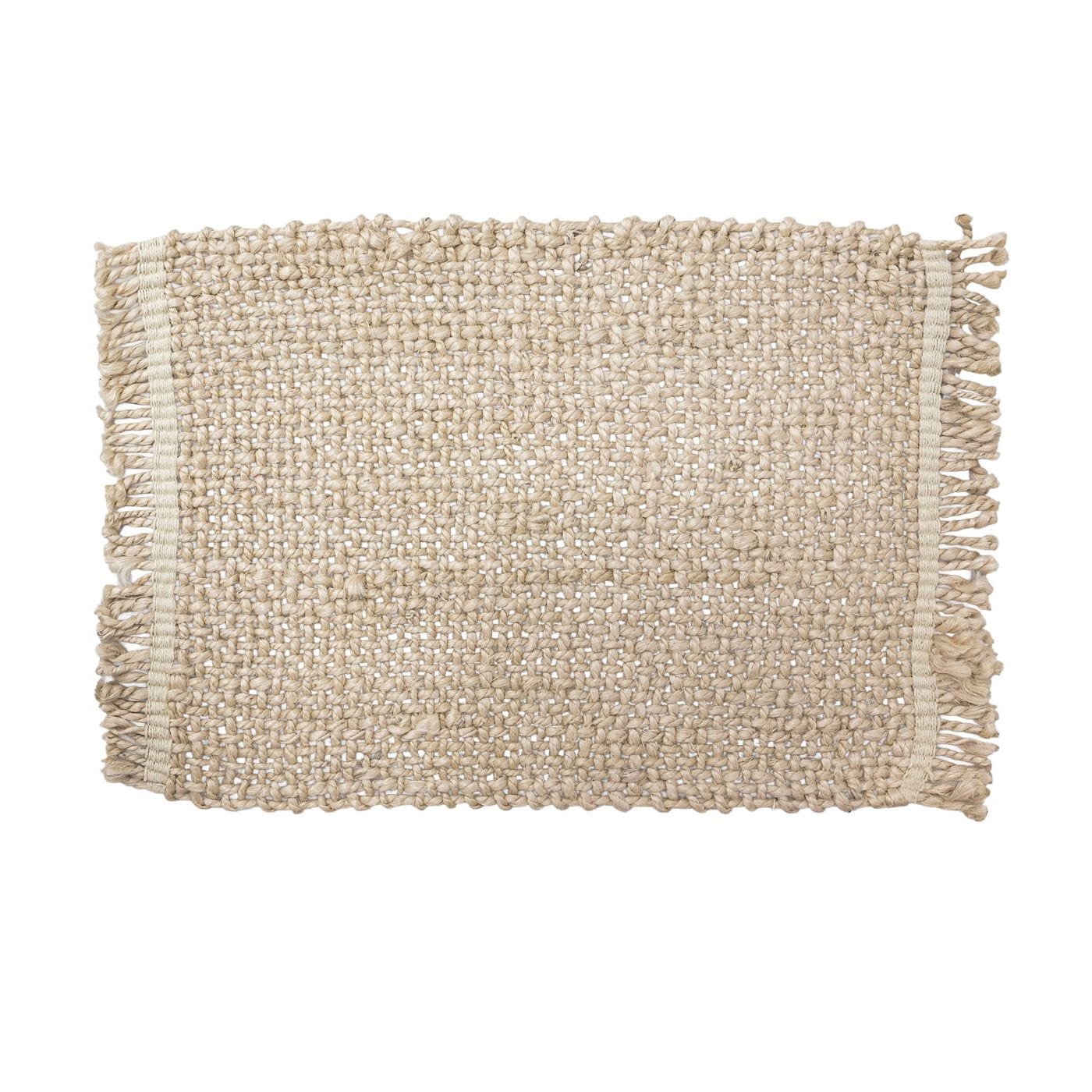 Braided Jute Table Mat | Full White