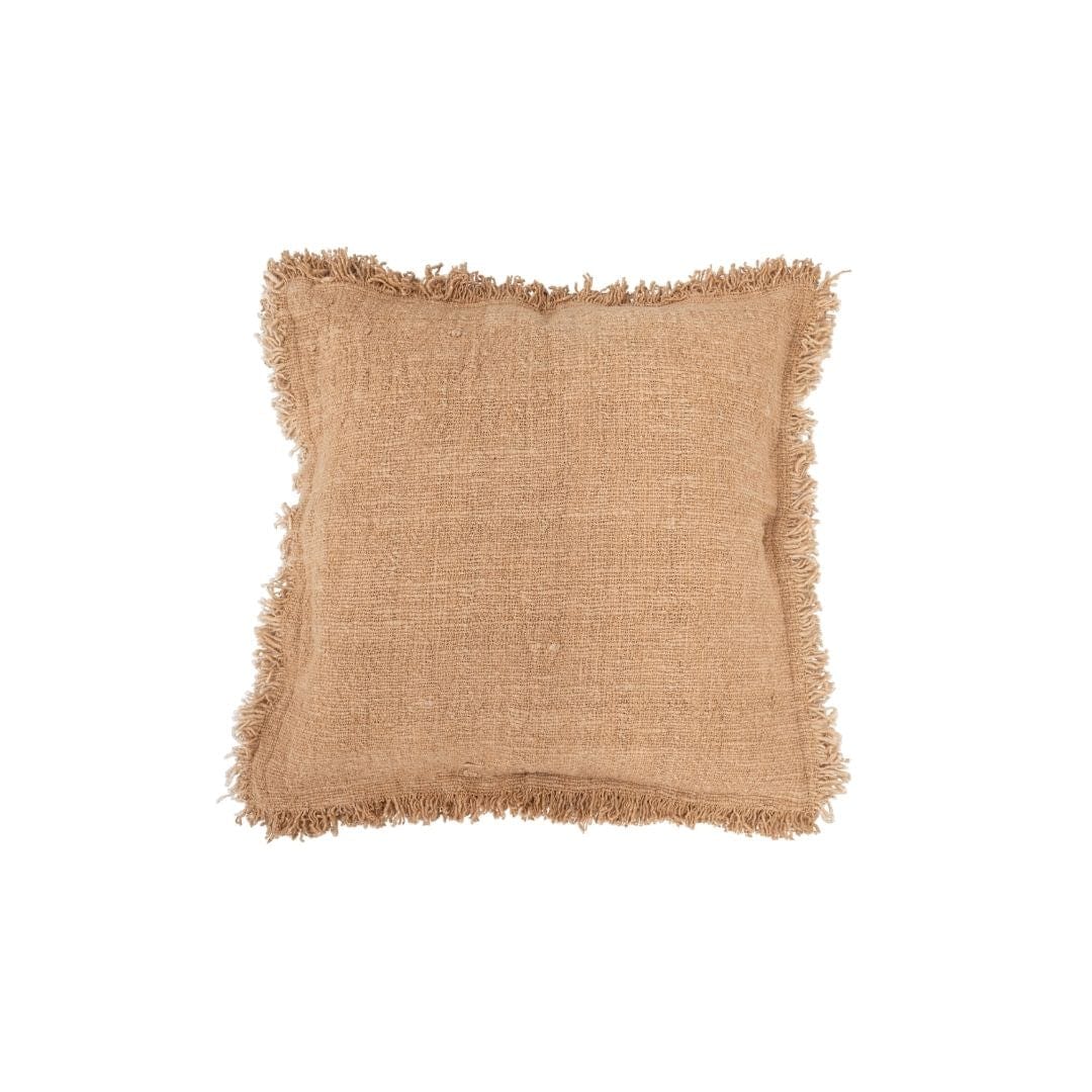 Cotton Cushion Cover Fringed Edge | Oatmeal 50x50cm
