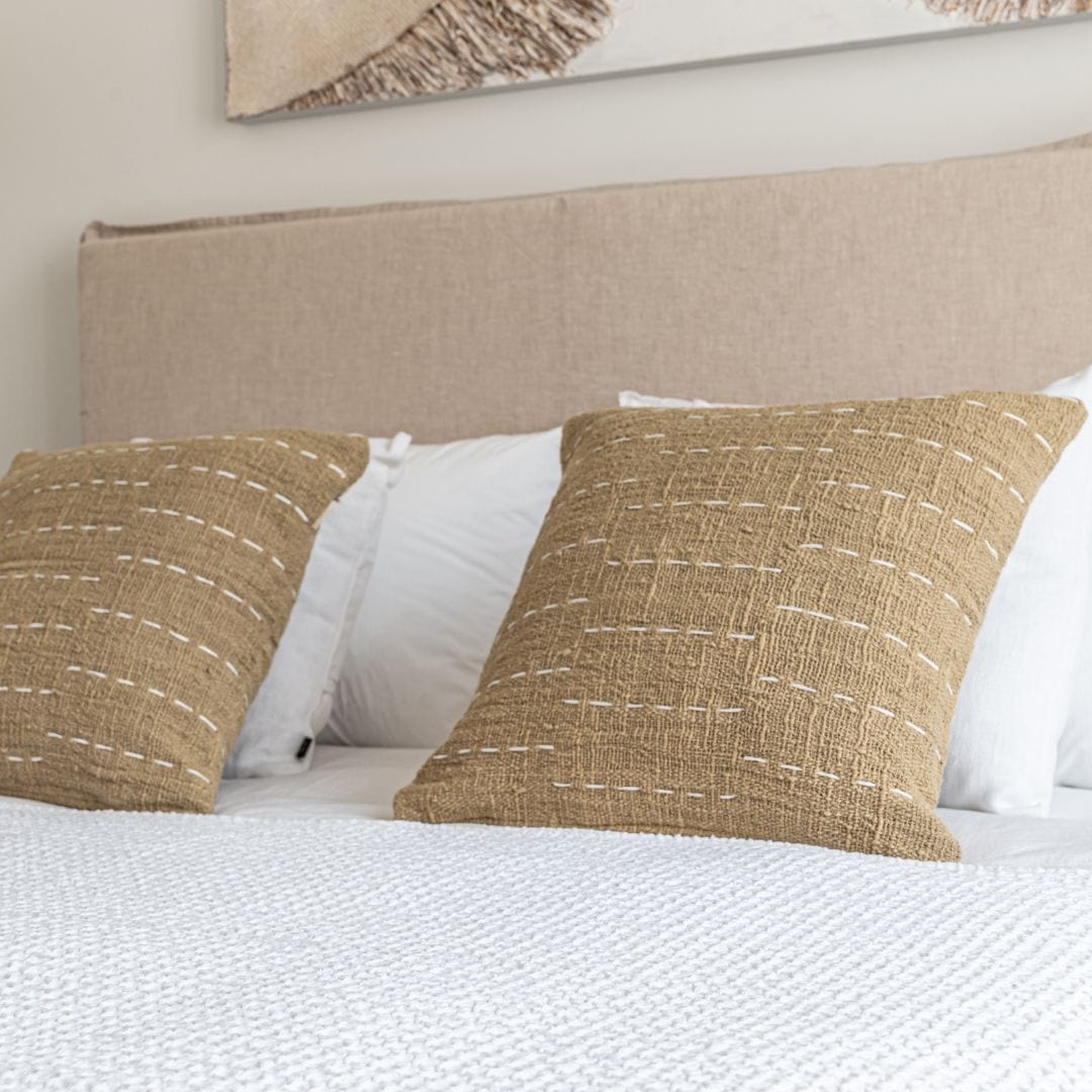 Soraya Cotton Cushion Cover Stripes | Sand | 50x50cm - Image 3