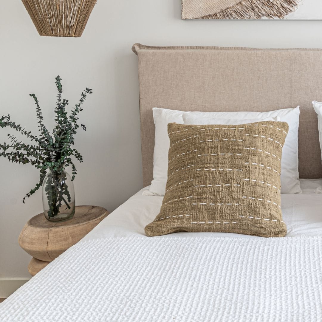 Soraya Cotton Cushion Cover Stripes | Sand | 50x50cm - Image 4