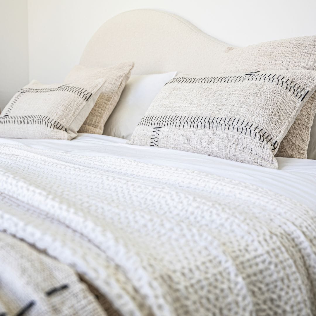 Soraya Cotton Cushion Cover Stitches | Off-White | 40x60cm - Image 3