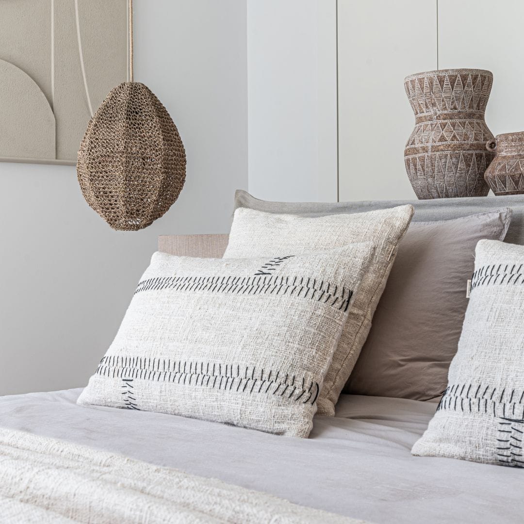 Soraya Cotton Cushion Cover Stitches | Off-White | 40x60cm - Image 5