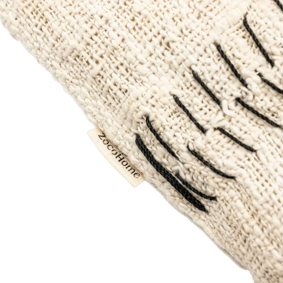 Soraya Cotton Cushion Cover Stitches | Off-White | 40x60cm - Image 8