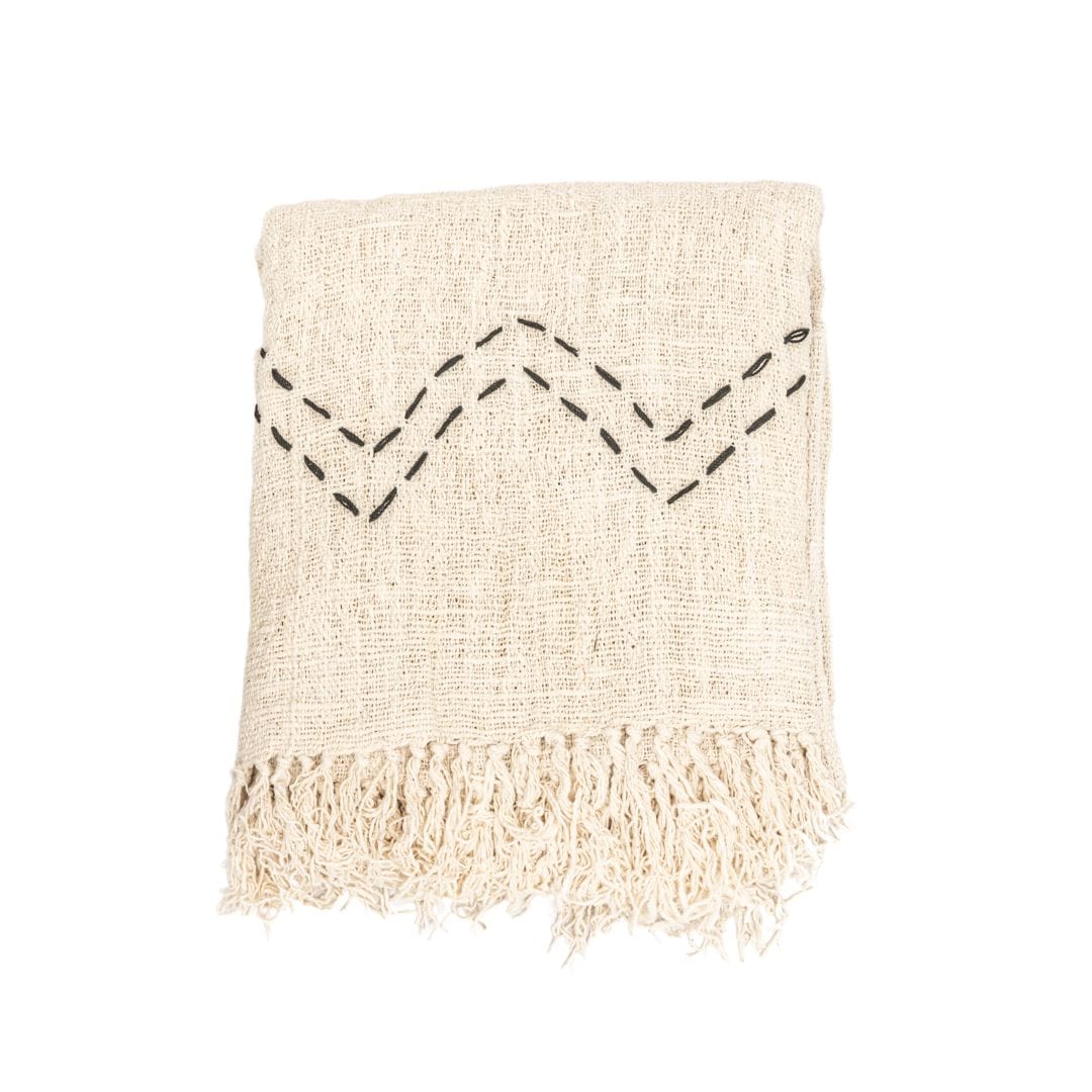 Soraya Cotton Throw Zigzag | Off-White | 235x130cm