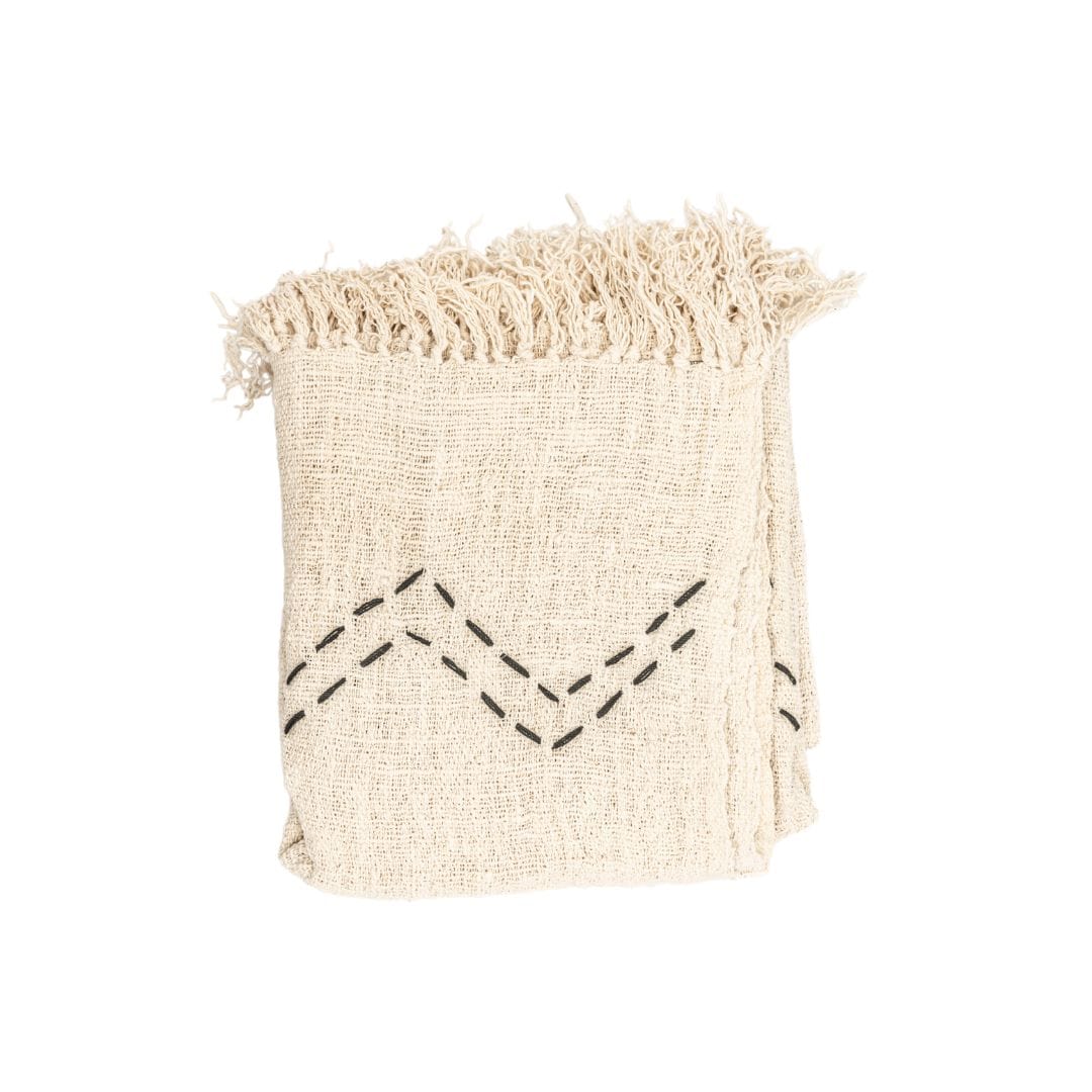 Soraya Cotton Throw Zigzag | Off-White | 235x130cm - Image 2