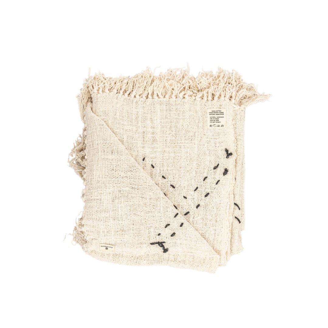 Soraya Cotton Throw Zigzag | Off-White | 235x130cm - Image 3