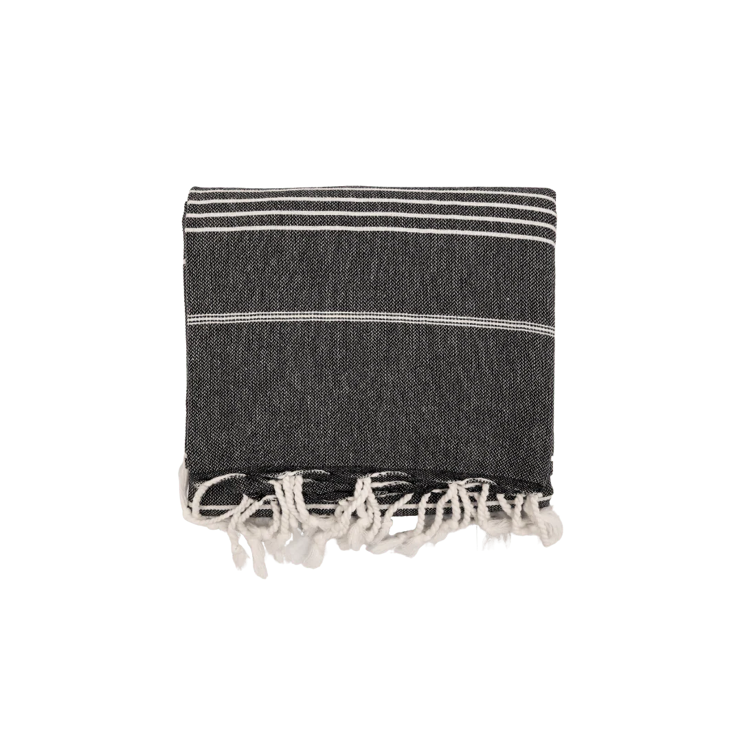 Fouta Stripe Towel | Black 90x175cm