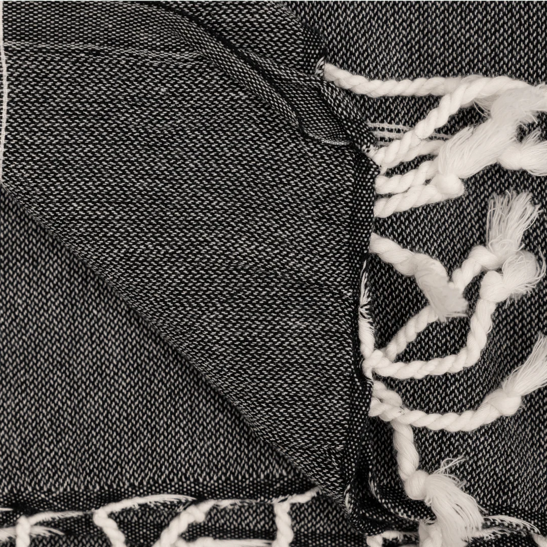 Fouta Stripe Towel | Black 90x175cm - Image 5