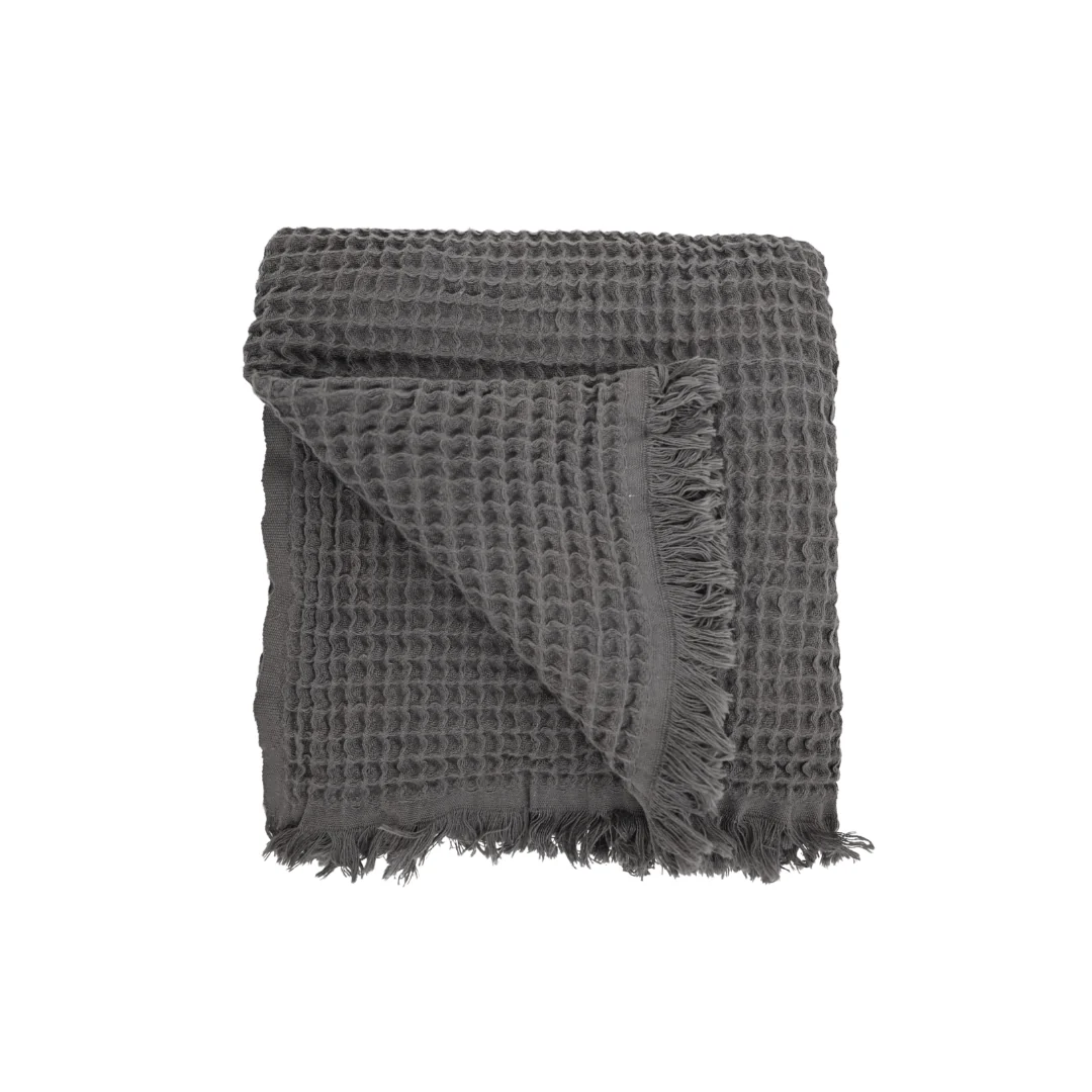 Fouta Waffle Throw | Charcoal Grey 120x180cm - Image 3