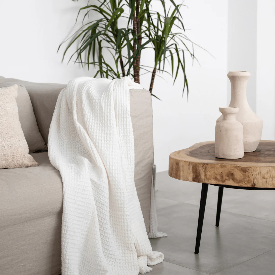 Fouta Waffle Throw | White 120x180cm - Image 3