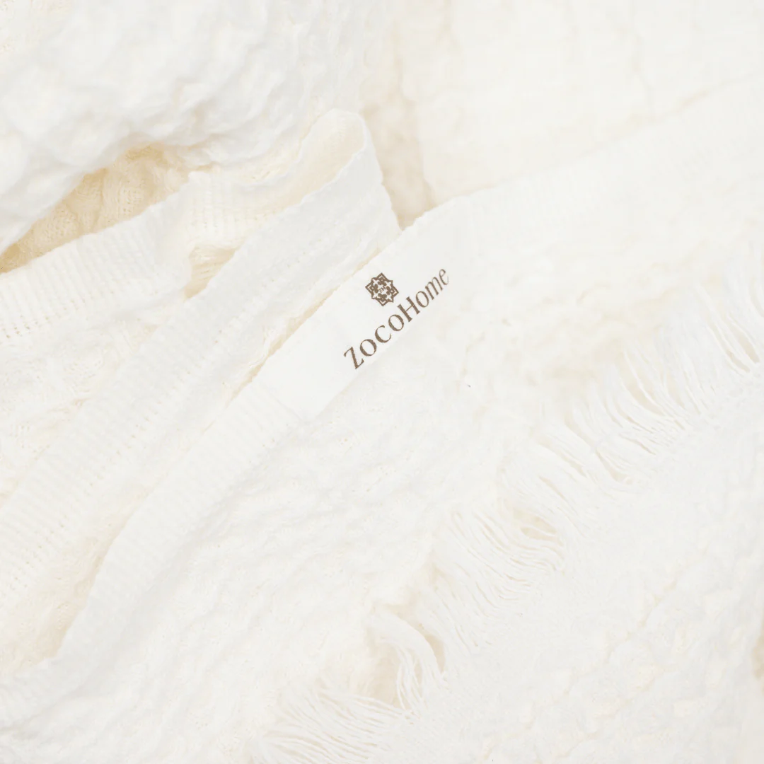 Fouta Waffle Throw | White 120x180cm - Image 5
