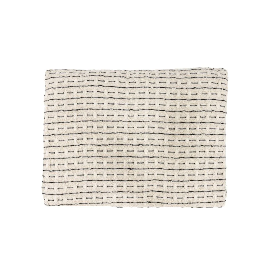 Fouta Throw Dotted Line | Natural/Black 130x180cm