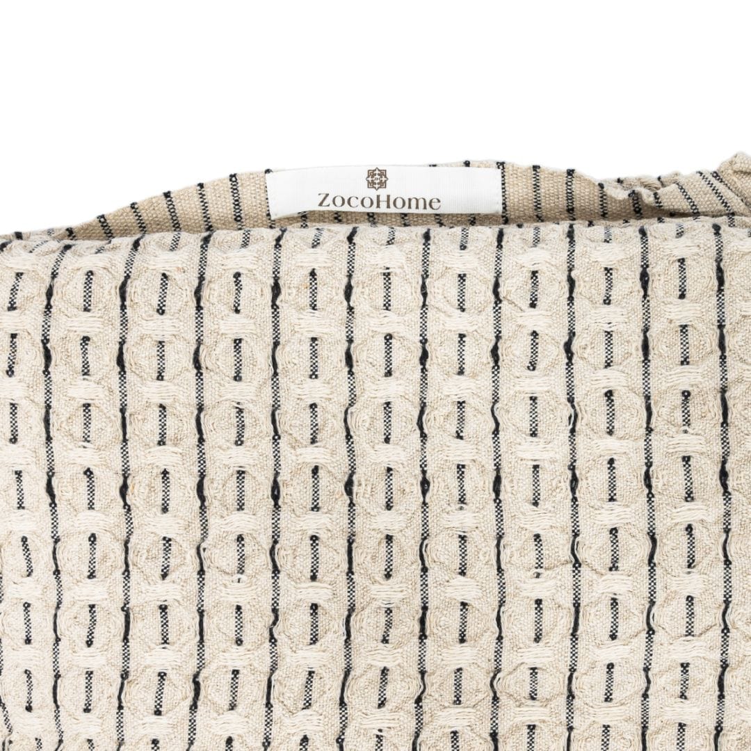 Fouta Throw Dotted Line | Natural/Black 130x180cm - Image 7