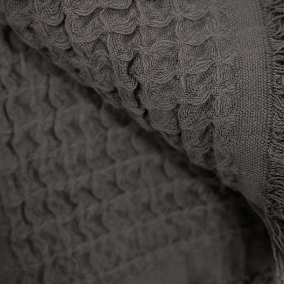 Fouta Waffle Towel | Dark Grey 85x170cm - Image 4