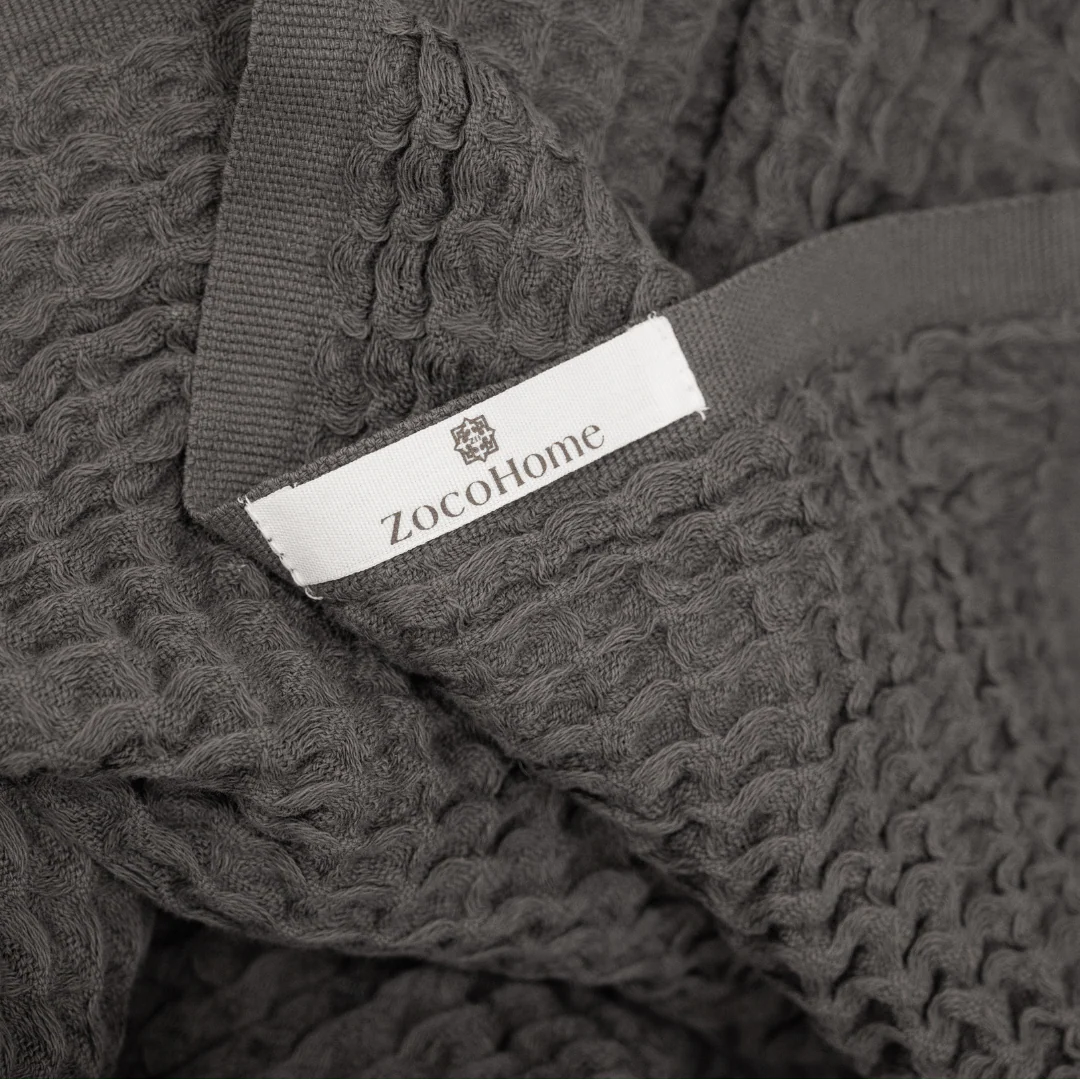 Fouta Waffle Towel | Dark Grey 85x170cm - Image 5