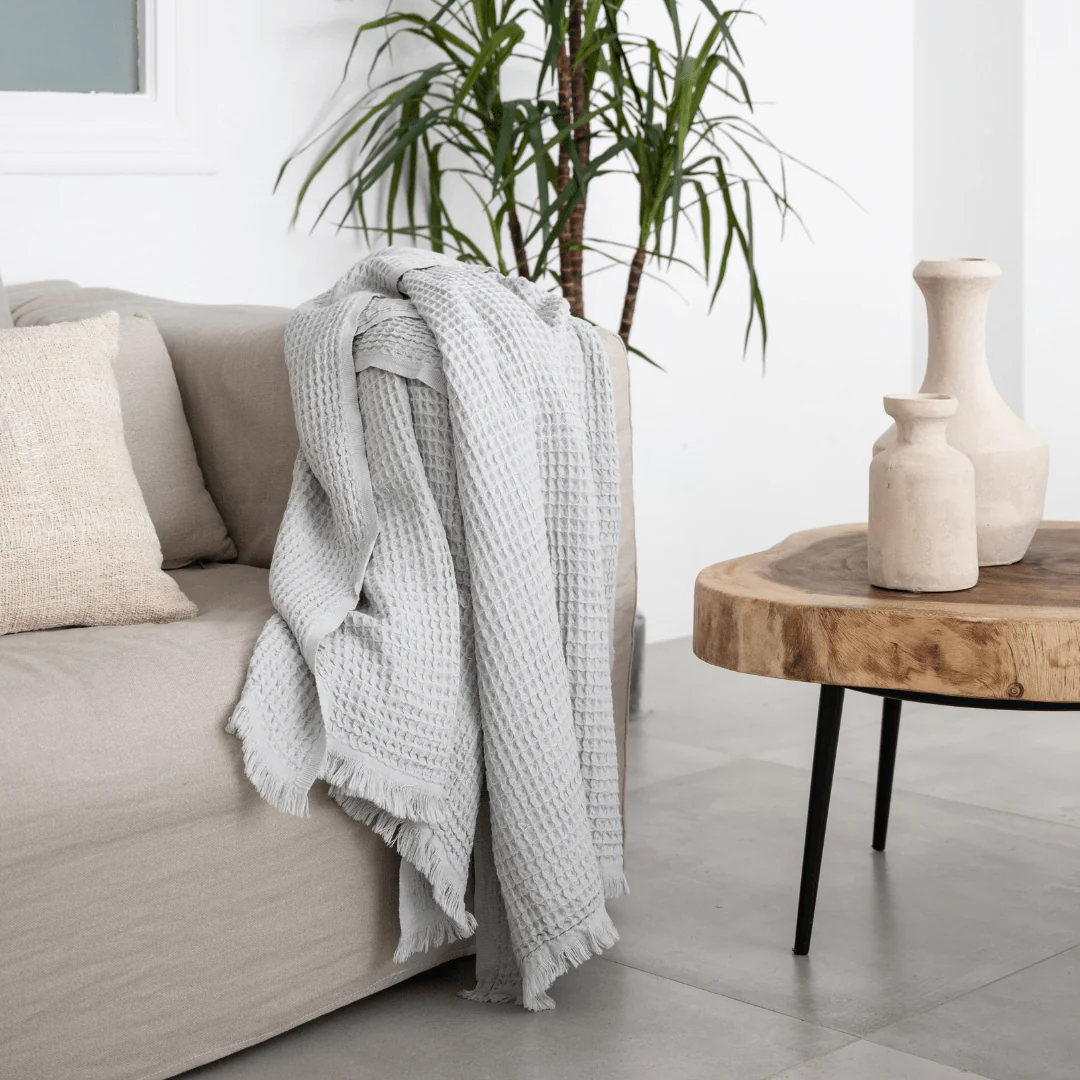 Fouta Waffle Towel | Light Grey 85x170cm - Image 2