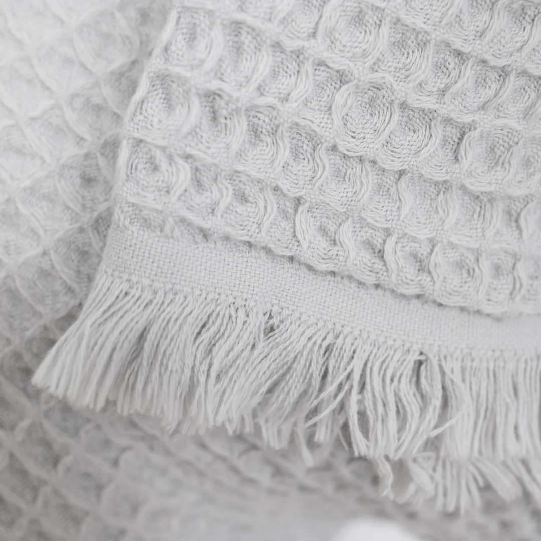Fouta Waffle Towel | Light Grey 85x170cm - Image 4