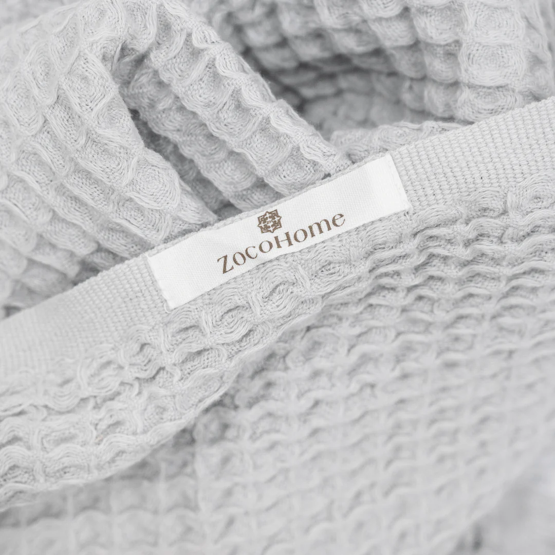 Fouta Waffle Towel | Light Grey 85x170cm - Image 5