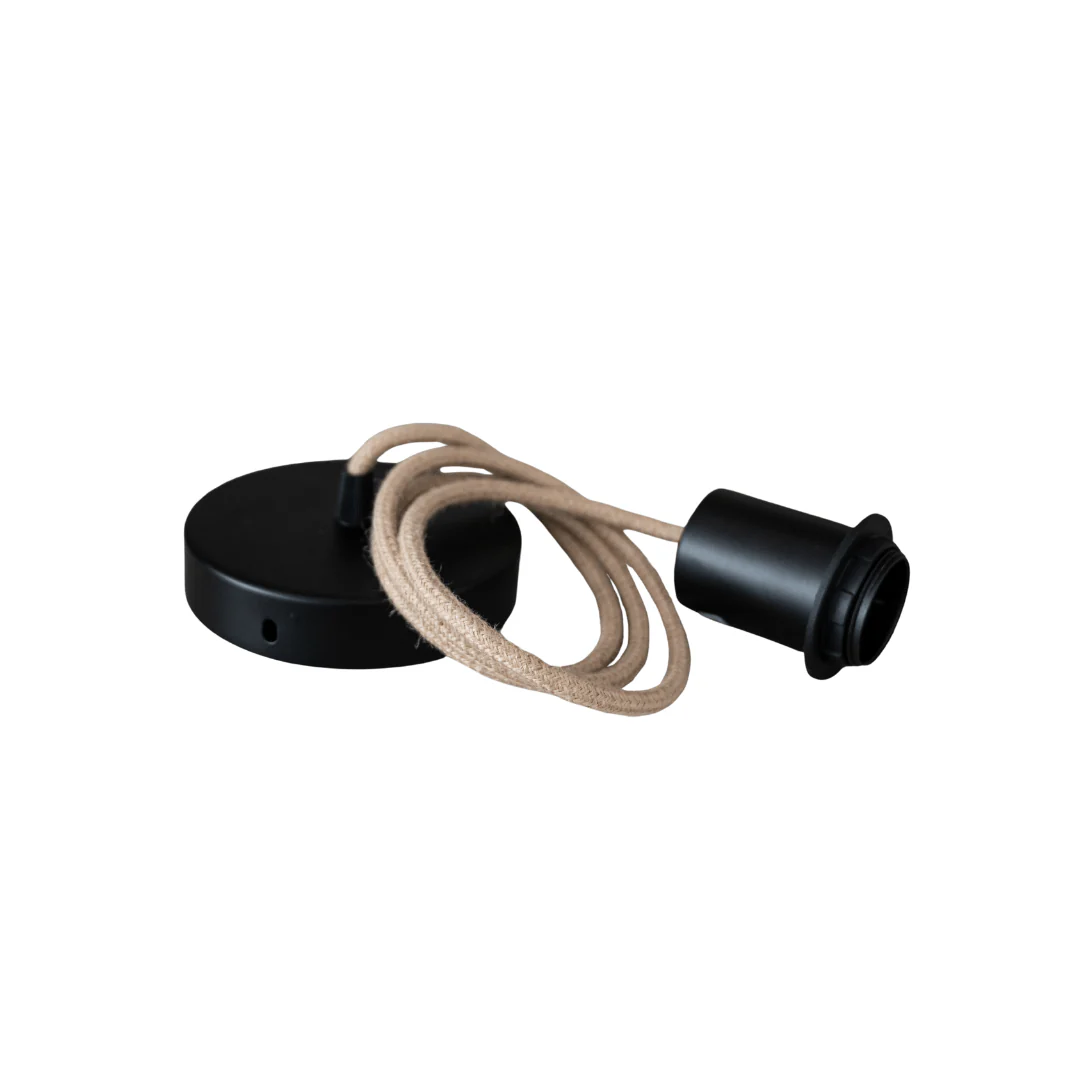 Jute Textile Pendant Cable | Natural/Black 1m - Image 2