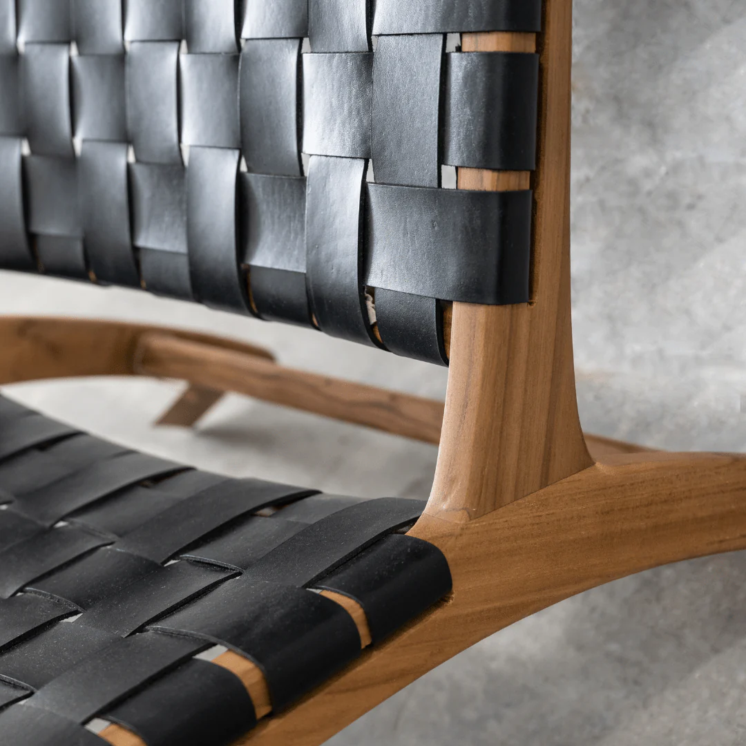 Leather Belt Lounge Chair | Black - Image 4