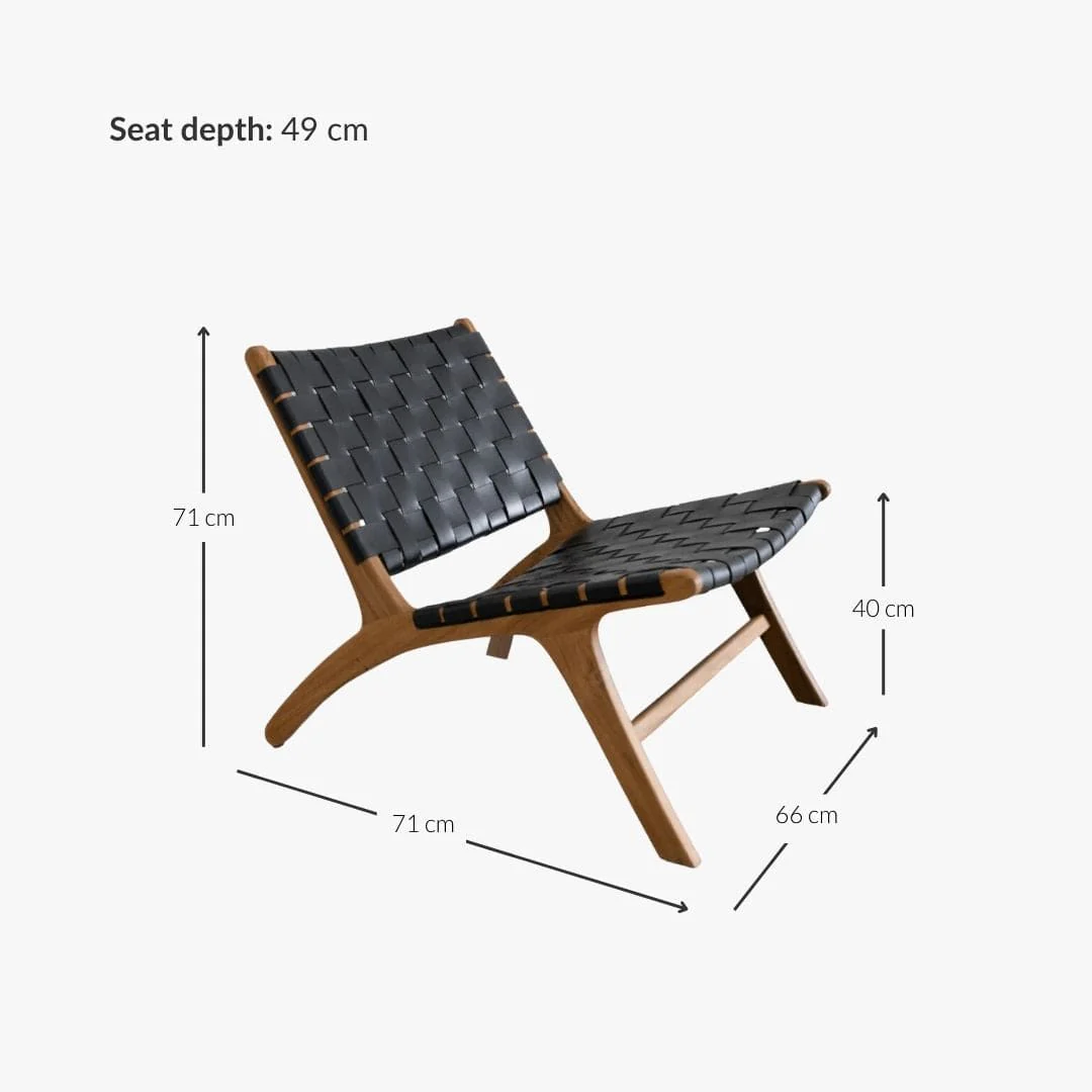 Leather Belt Lounge Chair | Black - Image 8