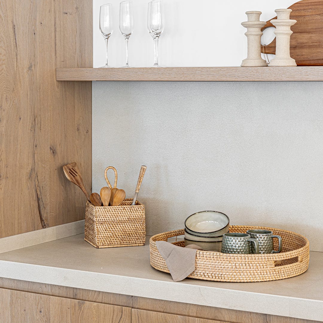 Organic Rattan Cutlery Holder - Image 2