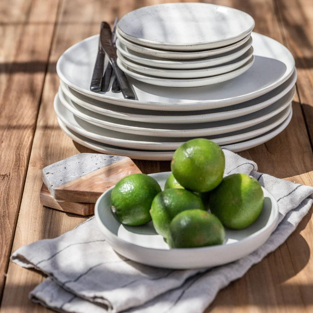 Pion Stoneware Dinner Plate | White/Grey 28.5x3.5cm - Image 2