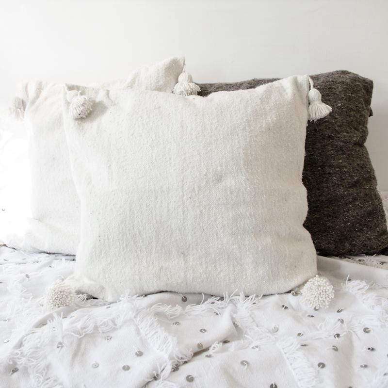 PomPom Cushion Cover  | White 60x60cm - Image 2