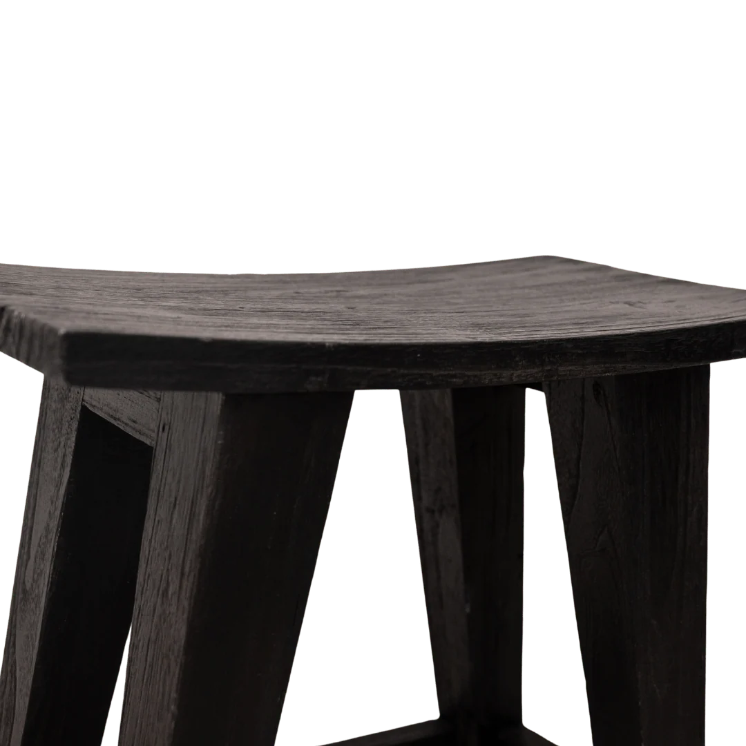 Recycled Teak Stool | Black - Image 7
