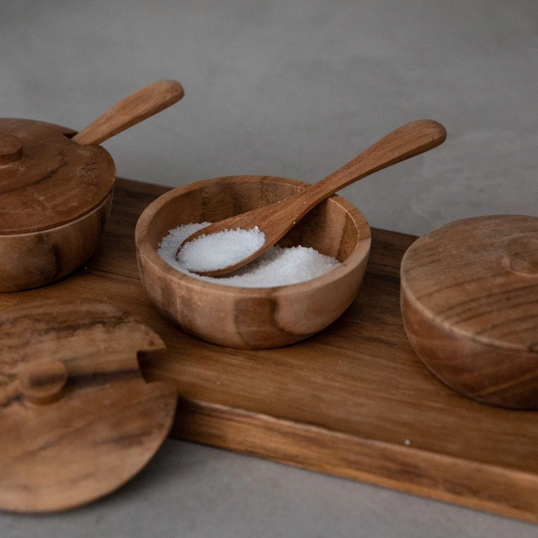 Teak Bowl w/ Spoon Set of 3 | 27x11x8cm - Image 2