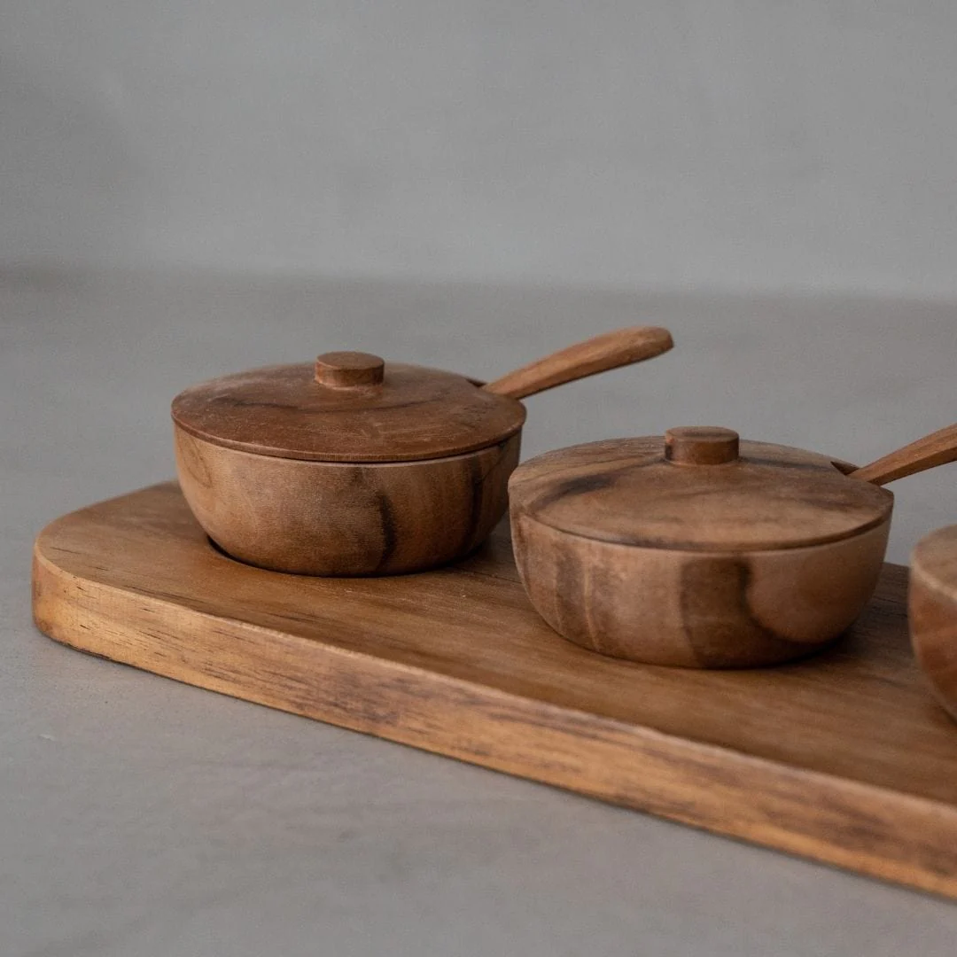 Teak Bowl w/ Spoon Set of 3 | 27x11x8cm - Image 3