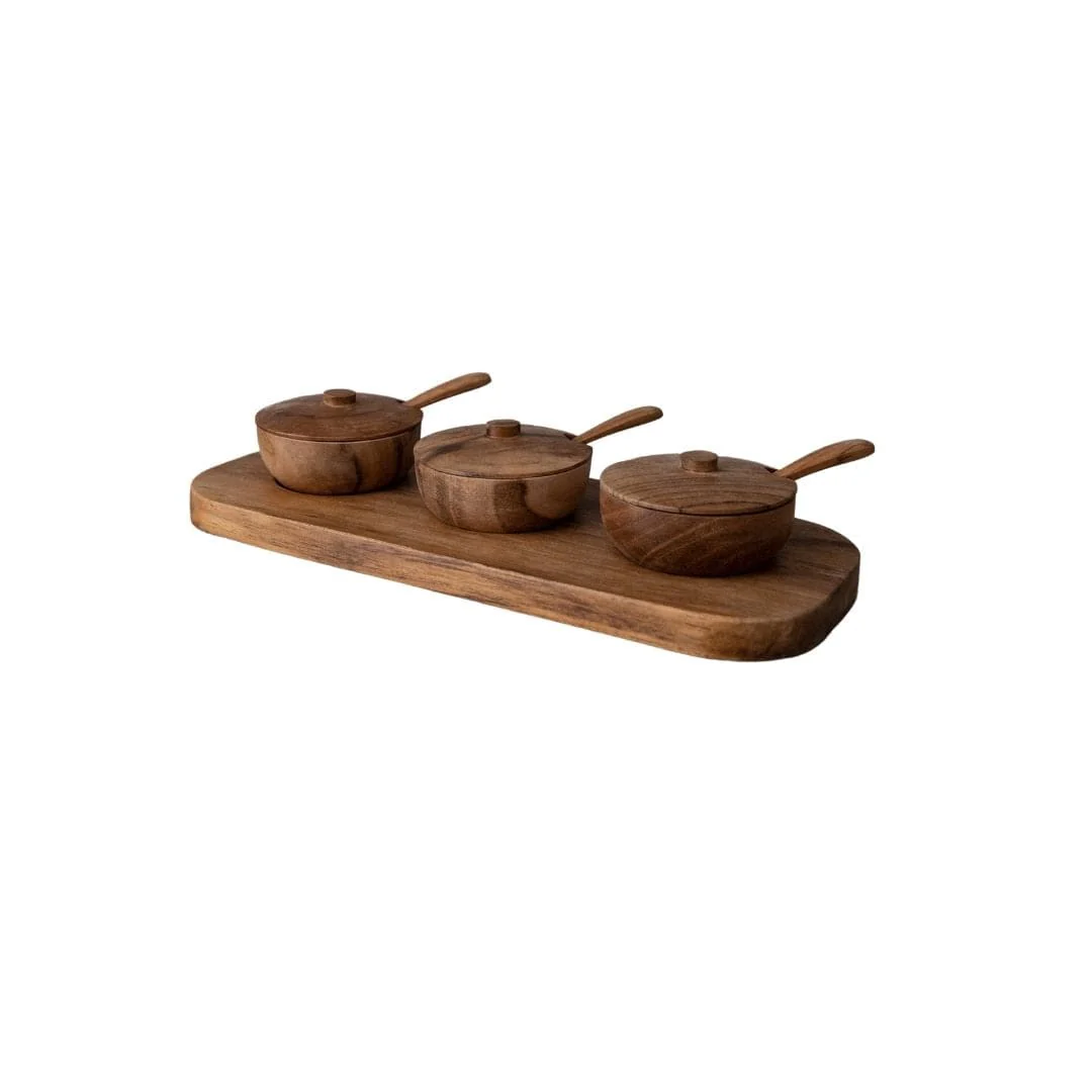 Teak Bowl w/ Spoon Set of 3 | 27x11x8cm - Image 8